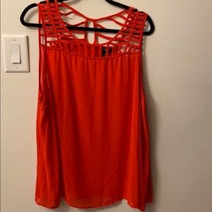 Red Sheer Sleeveless Blouse